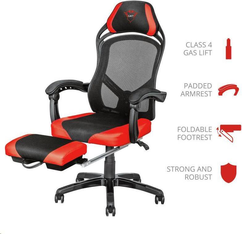  Bild på Trust GXT 706 Rona Gaming Chair With Footrest - Black/Red gamingstol
