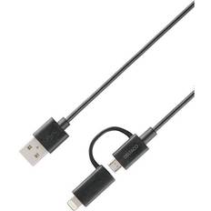 USB A-USB Micro-B - USB-kabel Kablar Deltaco USB A - USB Micro-B 2.0 (with Lightning) 1m