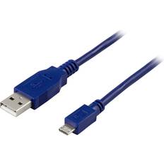 Blåa - USB-kabel Kablar Deltaco USB A - USB Micro-B 2.0 1m
