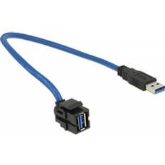 Blåa - USB A-USB A - USB-kabel Kablar DeLock Keystone USB A-USB A 3.0 M-F 0.5m