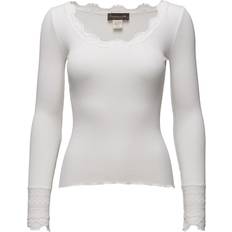 Rosemunde T-shirts Rosemunde Silk T-Shirt Regular LS W/Wide Lace - New White