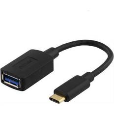3.0 - Kabeladaptrar Kablar Deltaco USB C - USB A 3.0 Adapter M-F 0.2m