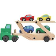 Melissa & Doug Träleksaker Bilar Melissa & Doug Car Carrier Truck & Cars Wooden Toy Set