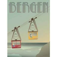Vissevasse Bergen Cable Cars Poster 50x70cm