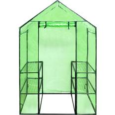 vidaXL Greenhouse 41545 with 4 Shelves Rostfritt stål PVC-plast