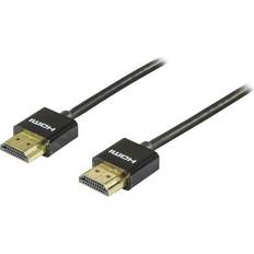 Deltaco HDMI-kablar - Rund - Standard HDMI-Standard HDMI Deltaco Thin Gold HDMI - HDMI High Speed with Ethernet 1m
