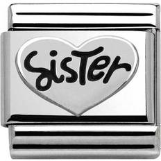 Svarta - Unisex Berlocker & Hängen Nomination Composable Classic Link Sister Heart Charm - Silver/Black