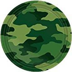 Amscan Camouflage Paper Plates Disposable Dinnerware
