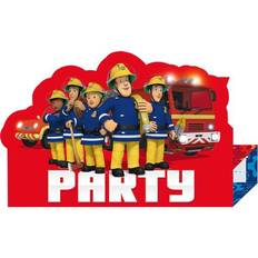 Barnkalas Grattiskort & Inbjudningskort Amscan Invites Fireman Sam Stand Up 8-pack