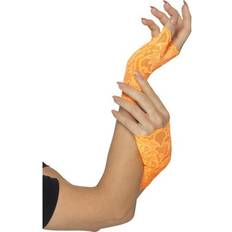 80-tal - Orange Tillbehör Smiffys Korta Fingerlösa 80-tals Handskar Orange