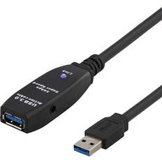 3.0 - USB A-USB A - USB-kabel Kablar Deltaco Prime Active USB A - USB A M-F 3.0 15m
