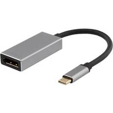 DisplayPort-kablar - Gråa Deltaco Gold USB C-DisplayPort M-F 0.1m