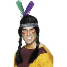 Grön - Vilda västern Tillbehör Smiffys Native American Inspired Feathered Headband Multi-Coloured