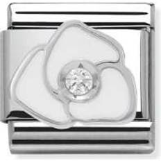 Nomination Composable Classic Link White Rose Charm - Silver/Black/White