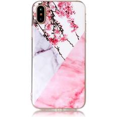 Teknikproffset Svarta Mobilskal Teknikproffset Pink Flower Marble Soft TPU Case (iPhone X)
