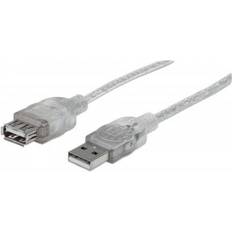 Silver - USB A-USB A - USB-kabel Kablar Manhattan Hi-Speed USB A-USB A 2.0 4.5m