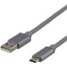 Deltaco Rund - USB A-USB C - USB-kabel Kablar Deltaco USB A-USB C 2.0 0.2m