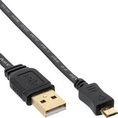 Platt - USB A-USB Micro-B - USB-kabel Kablar InLine Flat USB A-USB Micro-B 2.0 3m