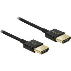 DeLock HDMI-kablar - Standard HDMI-Standard HDMI - Vita DeLock Slim Premium HDMI - HDMI 0.2m