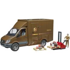 Bruder Plastleksaker Skåpbilar Bruder Mercedes Benz Sprinter UPS Delivery Van with Pallet Mover & Figure 02538