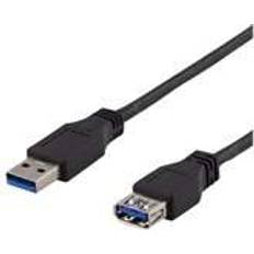 Rund - USB A-USB A - USB-kabel Kablar Deltaco USB A-USB A 3.1 (Gen.1) M-F 2m