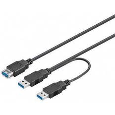 Goobay Skärmad - USB A-USB A - USB-kabel Kablar Goobay Dual Power 2USB A-USB A 3.0 M-F 0.3m