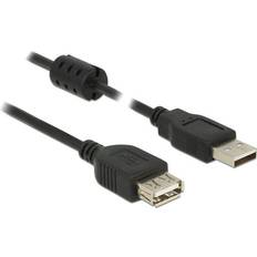 DeLock Nickel - USB A-USB A - USB-kabel Kablar DeLock USB A-USB A 2.0 Ferrite M-F 1.5m