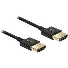 DeLock HDMI-kablar - Standard HDMI-Standard HDMI - Vita DeLock Slim Premium HDMI - HDMI 0.5m