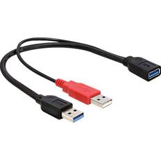 DeLock 3.0 - USB A-USB A - USB-kabel Kablar DeLock 2xUSB A-USB A M-F 3.0 0.3m