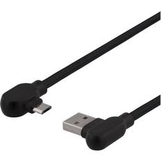 Deltaco Skärmad - USB-kabel Kablar Deltaco USB-215V USB A-USB Micro-B 2Angled 1m