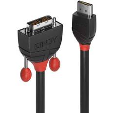 HDMI-kablar - Röda Lindy Black Line HDMI-DVI 1m