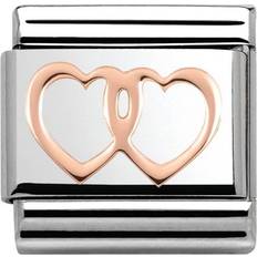 Nomination Composable Classic Link Double Heart Charm - Silver/Rose Gold