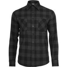 Urban Classics Herr - Jeansjackor - Svarta Kläder Urban Classics Checked Flannel Shirt - Black/Charcoal