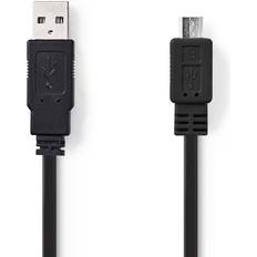 Platt - USB A-USB Micro-B - USB-kabel Kablar Nedis Flat USB A-USB Micro-B 2.0 1m