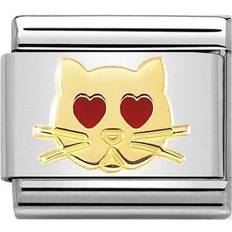 Nomination Composable Classic Link Cat with Heart Eyes Charm - Silver/Gold/Red