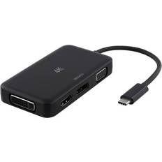 3.1 - Kabeladaptrar Kablar Deltaco USB C-HDMI/DisplayPort/VGA/DVI M-F Adapter 0.1m