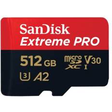 SanDisk 512 GB - U3 Minneskort SanDisk Extreme Pro microSDXC Class 10 UHS-I U3 V30 A2 170/90MB/s 512GB +Adapter