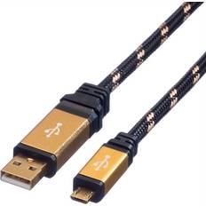 Guld - USB A-USB Micro-B - USB-kabel Kablar Roline Gold USB A-USB Micro-B 2.0 0.8m