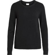 Vila Tröjor Vila Ril Round Neck Knitted Pullover - Black