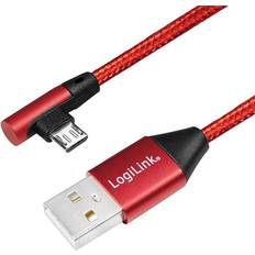 Röda - USB A-USB Micro-B - USB-kabel Kablar LogiLink Angled USB A-USB Micro-B 2.0 0.3m