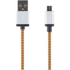 Orange - USB-kabel Kablar Streetz Braided USB A - USB Micro-B 2.0 1m