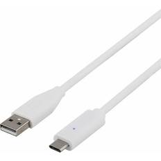 Deltaco USB A-USB C - USB-kabel - Vita Kablar Deltaco USB A - USB C 2.0 1.5m