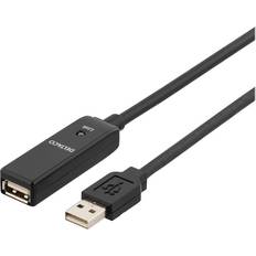 Rund - USB A-USB A - USB-kabel Kablar Deltaco Prime Active USB A - USB A M-F 2.0 10m