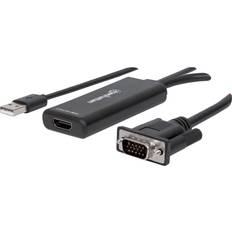 Standard HDMI-Standard HDMI - USB-kabel Kablar Manhattan VGA/USB A-HDMI M-F 0.6m