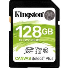 128 GB - SDXC Minneskort Kingston Canvas Select Plus SDXC Class 10 UHS-I U3 V30 100/85MB/s 128GB