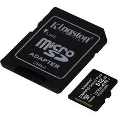 512 GB - USB Type-A Minneskort Kingston Canvas Select Plus microSDXC Class 10 UHS-I U3 V30 A1 100/85MB/s 512GB +Adapter