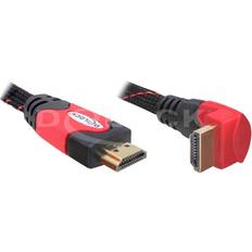 DeLock HDMI-kablar - Röda DeLock HDMI - HDMI (angled) 5m