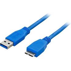 Blåa - USB-kabel Kablar Deltaco USB A - USB Micro-B 3.0 2m