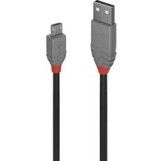 Röda - USB A-USB Micro-B - USB-kabel Kablar Lindy Anthra Line USB A-USB Micro-B 2.0 0.5m