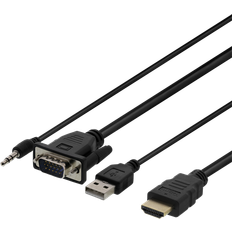 Deltaco HDMI-VGA/3.5mm/USB A 1m